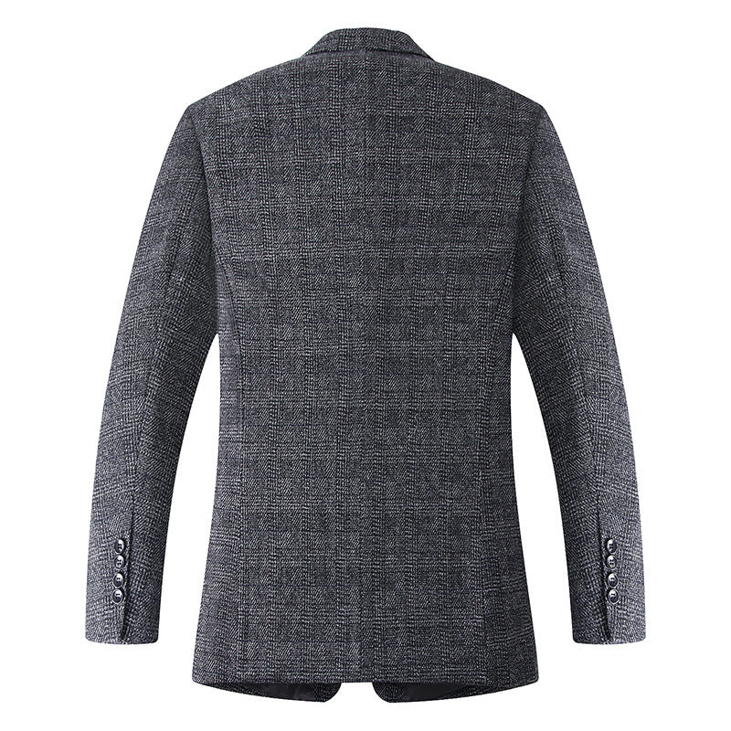 Herren Wollmischstoff Slim-Fit Sakko mit Glencheck-Muster und gesteppter Innenfütterung Drune
