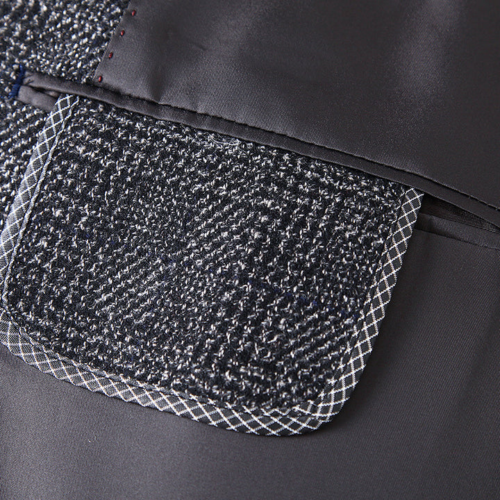 Herren Wollmischstoff Slim-Fit Sakko mit Glencheck-Muster und gesteppter Innenfütterung Drune