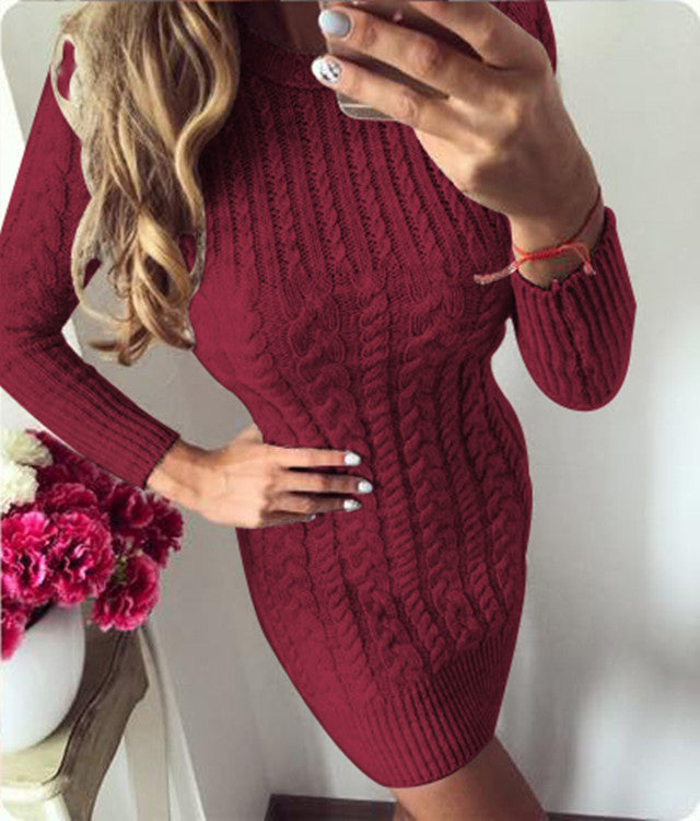Damen Strickkleid mit modernem Kabelmuster und figurbetonendem Schnitt Drune