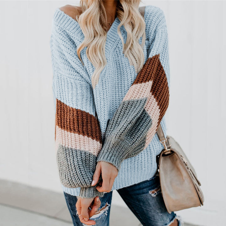 Damen Oversized Strickpullover mit modernem Farbblockdesign Drune