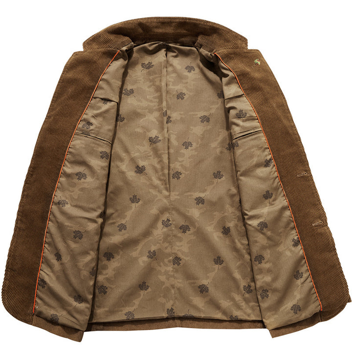 Herren Cord-Sakko mit floral-gemustertem Futter und Pattentaschen Drune