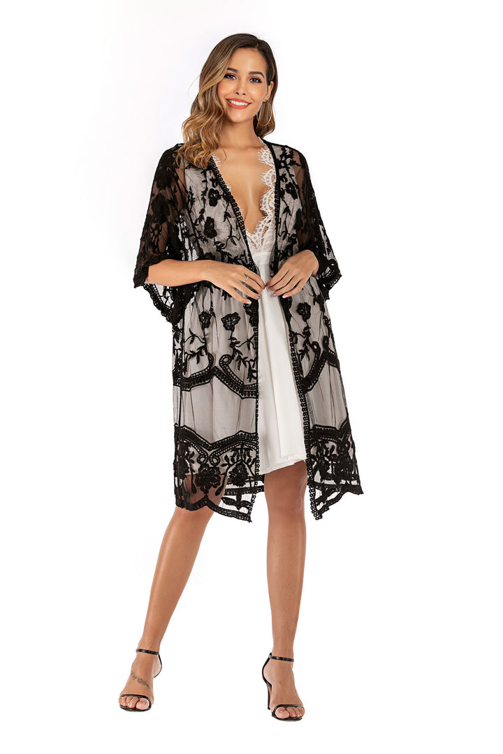 Damen elegante Spitzen-Strandüberwurf Drune
