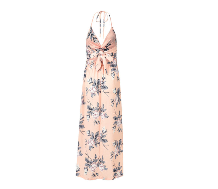 Damen Maxikleid mit tiefem V-Ausschnitt und seitlichem Cut-Out Drune