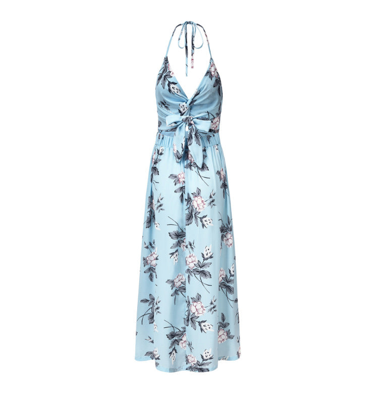 Damen Maxikleid mit tiefem V-Ausschnitt und seitlichem Cut-Out Drune