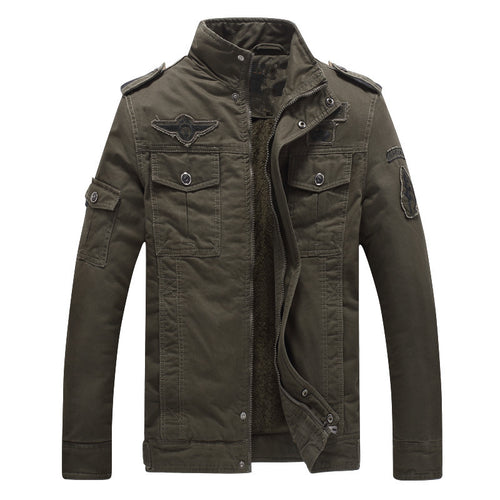 Herren Militärinspirierte Feldjacke mit Teddyfutter und Multifunktionstaschen Drune