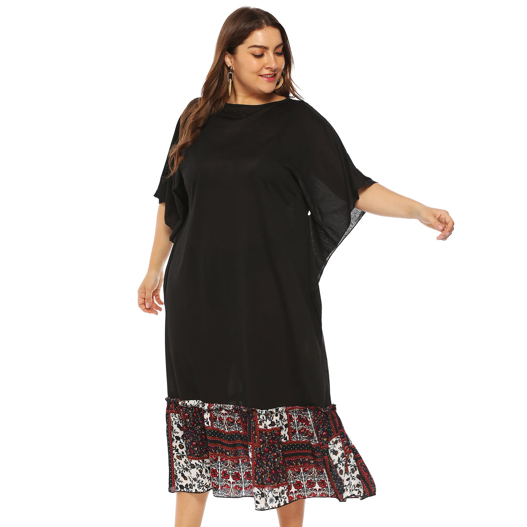Damen Freizeitkleid mit dekorativer Taillenschnürung und floralen Akzenten Drune