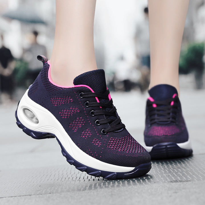 Damen nan atmungsaktiver Stricksneaker mit Luftpolster und Plateau-Sohle Drune