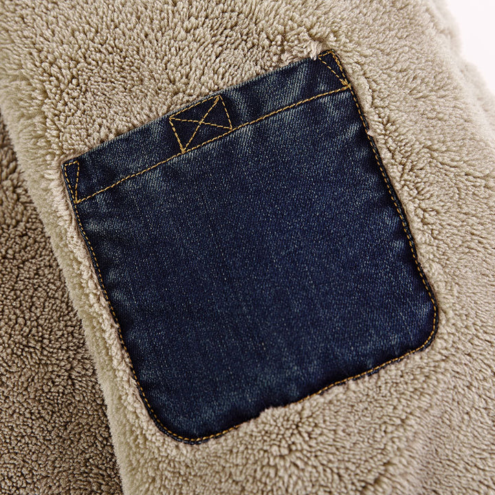 Herren Modische Denimjacke mit Teddyfutter Drune