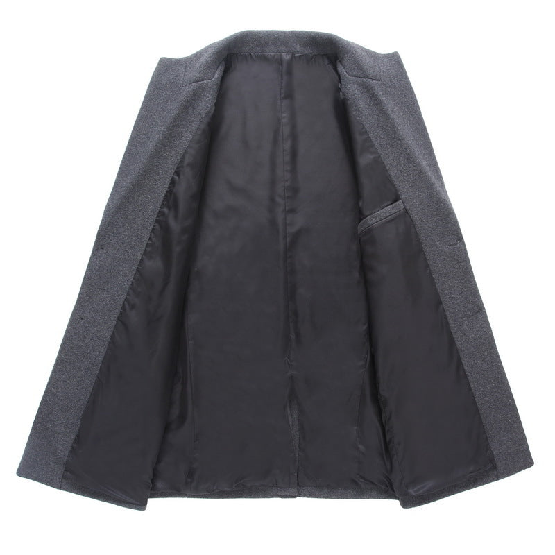 Herren Schmal geschnittener Longline-Mantel aus Wollmix mit minimalistischer Knopfleiste Drune