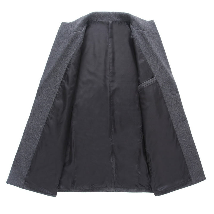 Herren Schmal geschnittener Longline-Mantel aus Wollmix mit minimalistischer Knopfleiste Drune