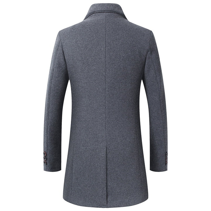 Herren Schmal geschnittener Longline-Mantel aus Wollmix mit minimalistischer Knopfleiste Drune