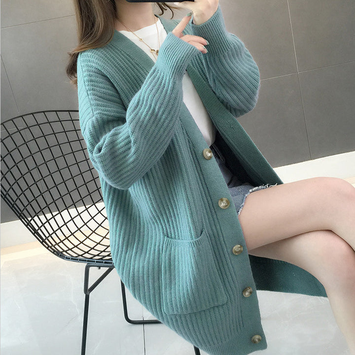 Damen Strickjacke mit Eingrifftaschen und Knopfleiste Drune