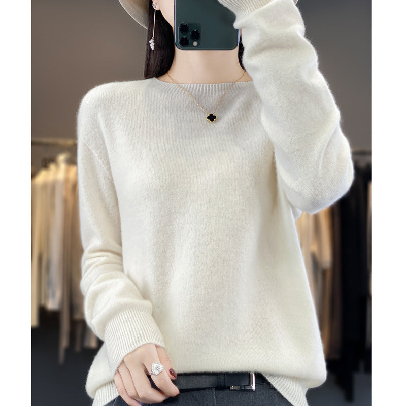 Damen Strickpullover, nahtlos, Rundhalsausschnitt