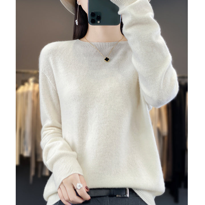 Damen Strickpullover, nahtlos, Rundhalsausschnitt
