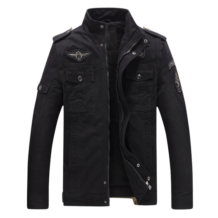 Herren Militärinspirierte Feldjacke mit Teddyfutter und Multifunktionstaschen Drune