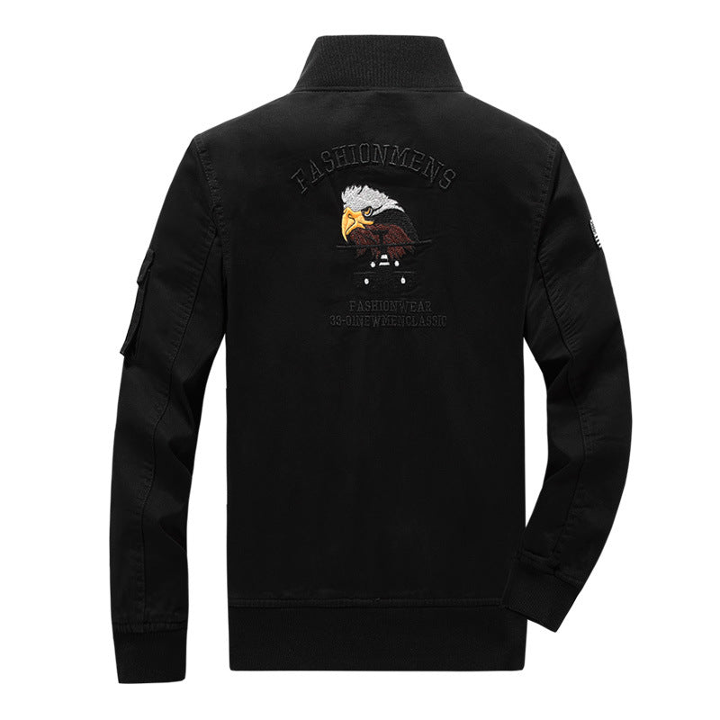 Herren Militärinspirierte Fieldjacke mit Wappenpatches und Stehkragen Drune