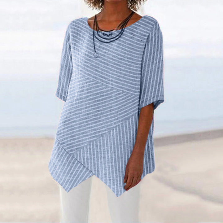 Damen asymmetrisches Tunika-Oberteil mit gestreiftem Design Drune
