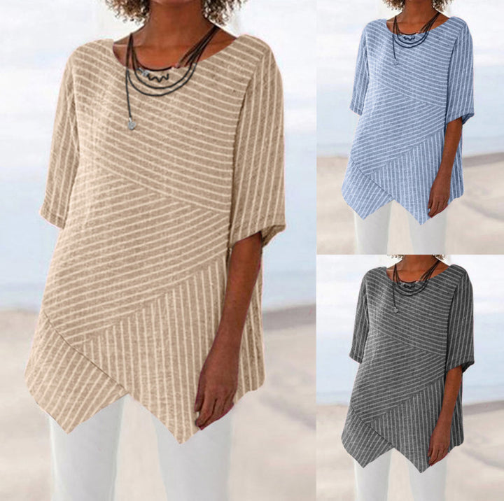 Damen asymmetrisches Tunika-Oberteil mit gestreiftem Design Drune