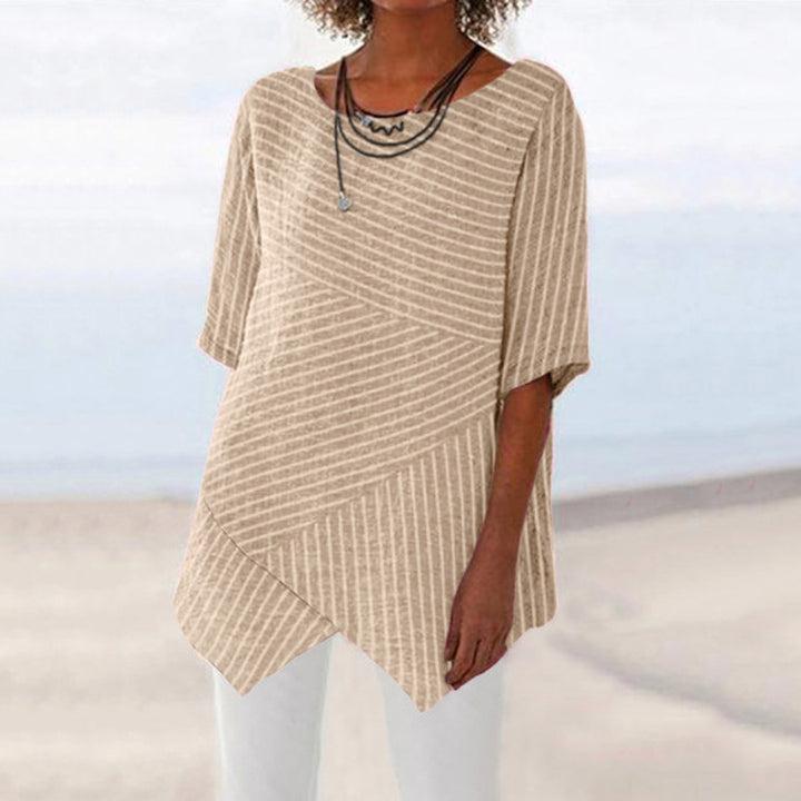 Damen asymmetrisches Tunika-Oberteil mit gestreiftem Design Drune
