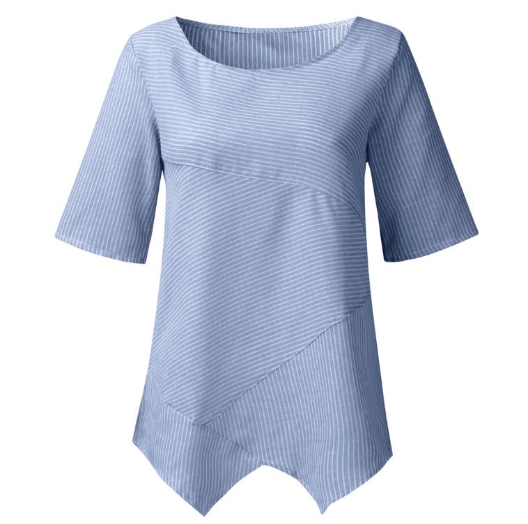 Damen asymmetrisches Tunika-Oberteil mit gestreiftem Design Drune