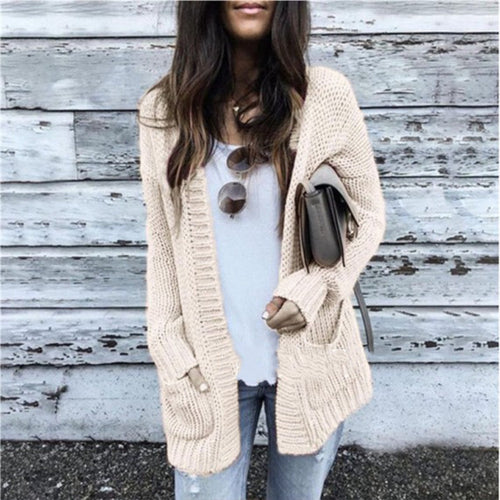 Damen Grobstrickcardigan mit lässigem Schnitt und tiefen Taschen Drune