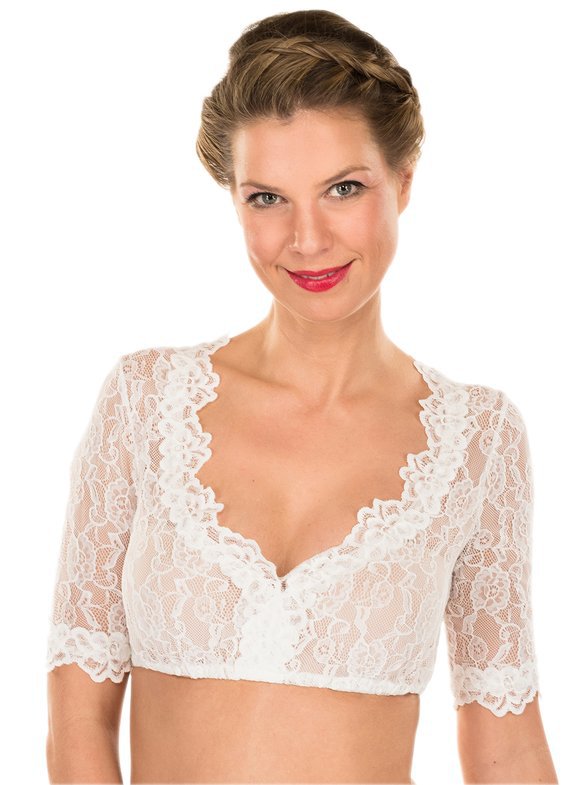 Damen  Spitzentop Bralette mit tiefem V-Ausschnitt und halblangen Ärmeln Drune