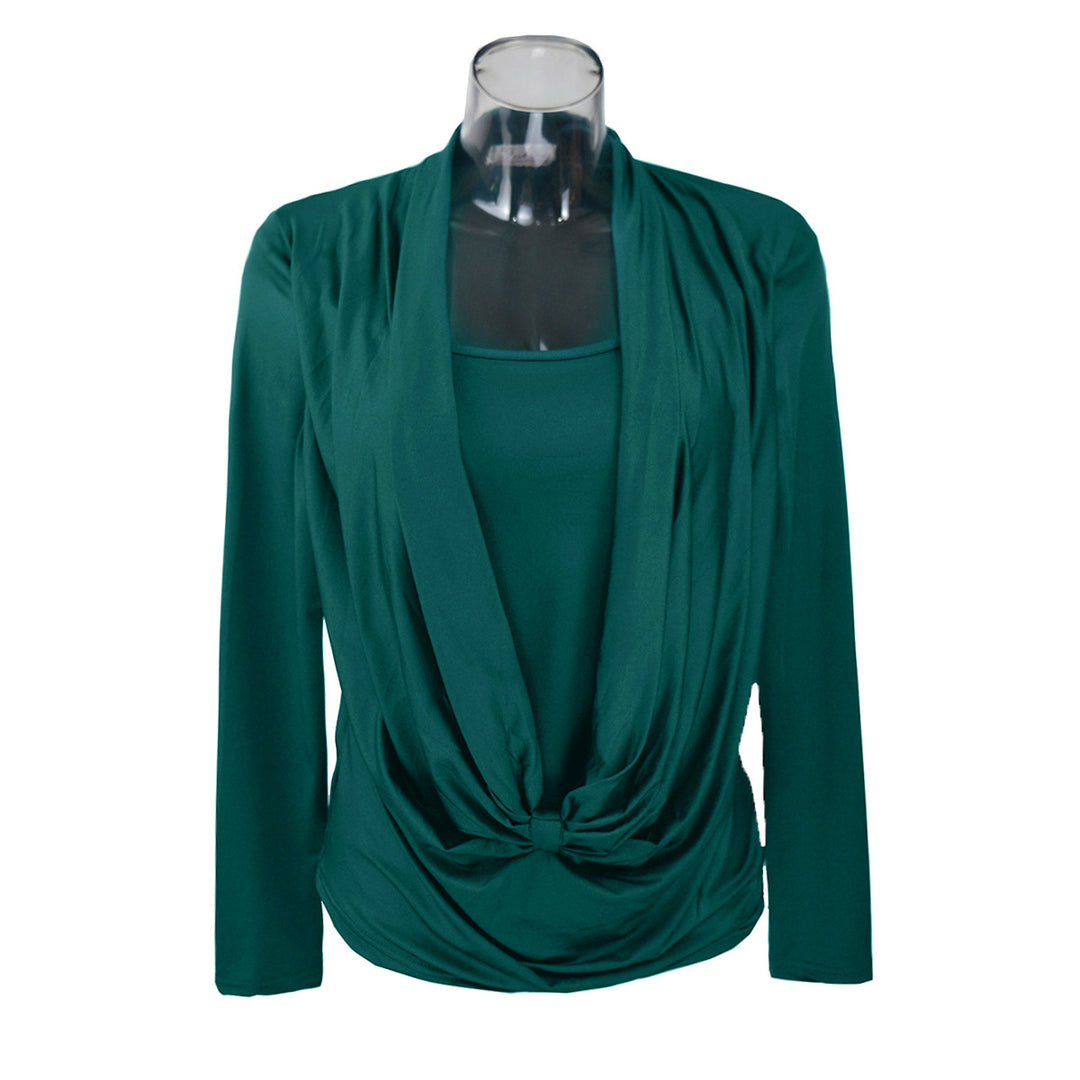 Damen Elegantes Drapiertes Wickel-Top mit vorderer Knotendetail & integrierter Spaghettiträger-Camisole Drune