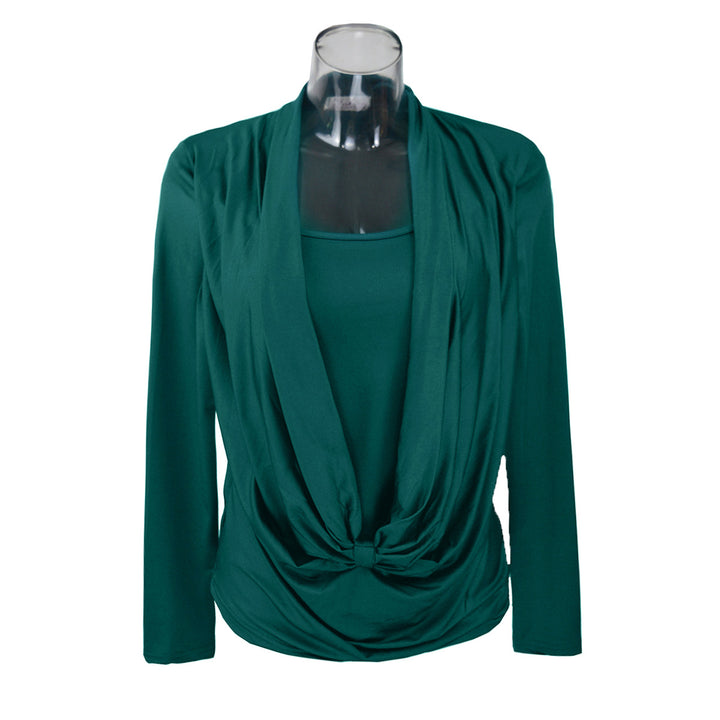Damen Elegantes Drapiertes Wickel-Top mit vorderer Knotendetail & integrierter Spaghettiträger-Camisole Drune