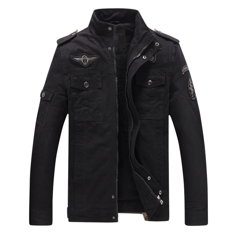Herren Militärinspirierte Feldjacke mit Teddyfutter und Multifunktionstaschen Drune
