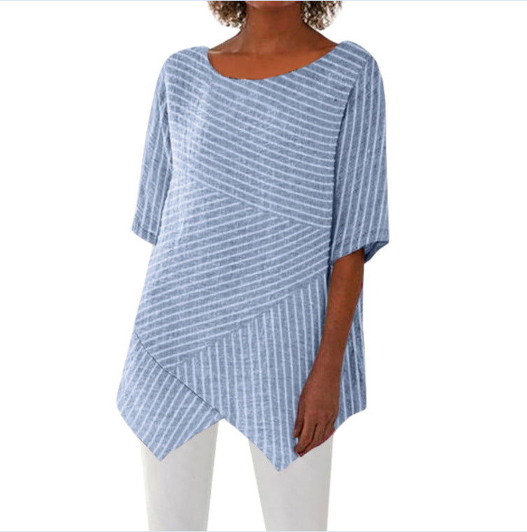 Damen asymmetrisches Tunika-Oberteil mit gestreiftem Design Drune