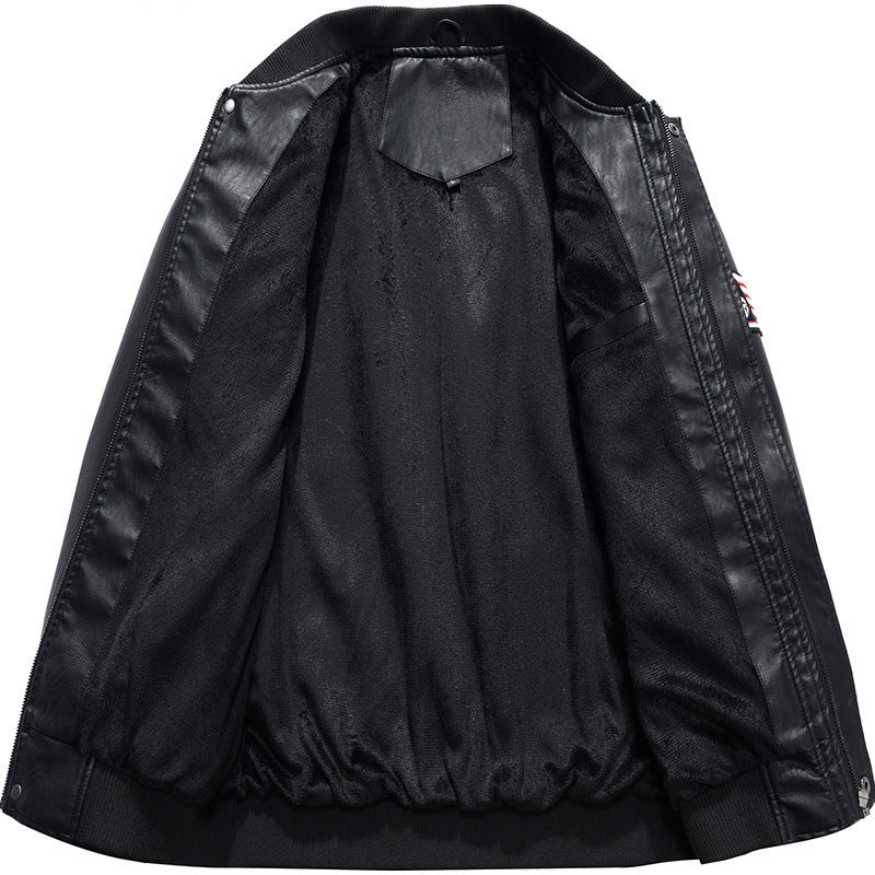 Herren Modische Kunstleder-Bomberjacke Drune