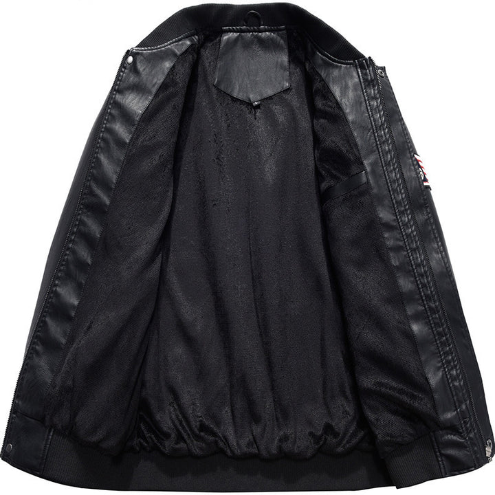 Herren Modische Kunstleder-Bomberjacke Drune