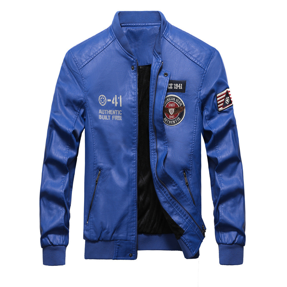 Herren Modische Kunstleder-Bomberjacke Drune