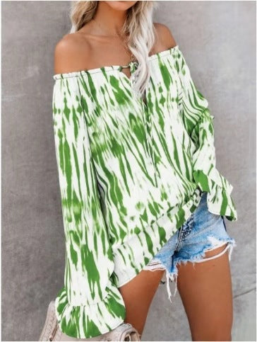 Damen Freizeitbluse mit Off-Shoulder Schnitt und lässigen Rüschendetails Drune