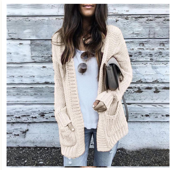 Damen Grobstrick-Cardigan mit tiefen Taschen und stilvollem Schnitt Drune