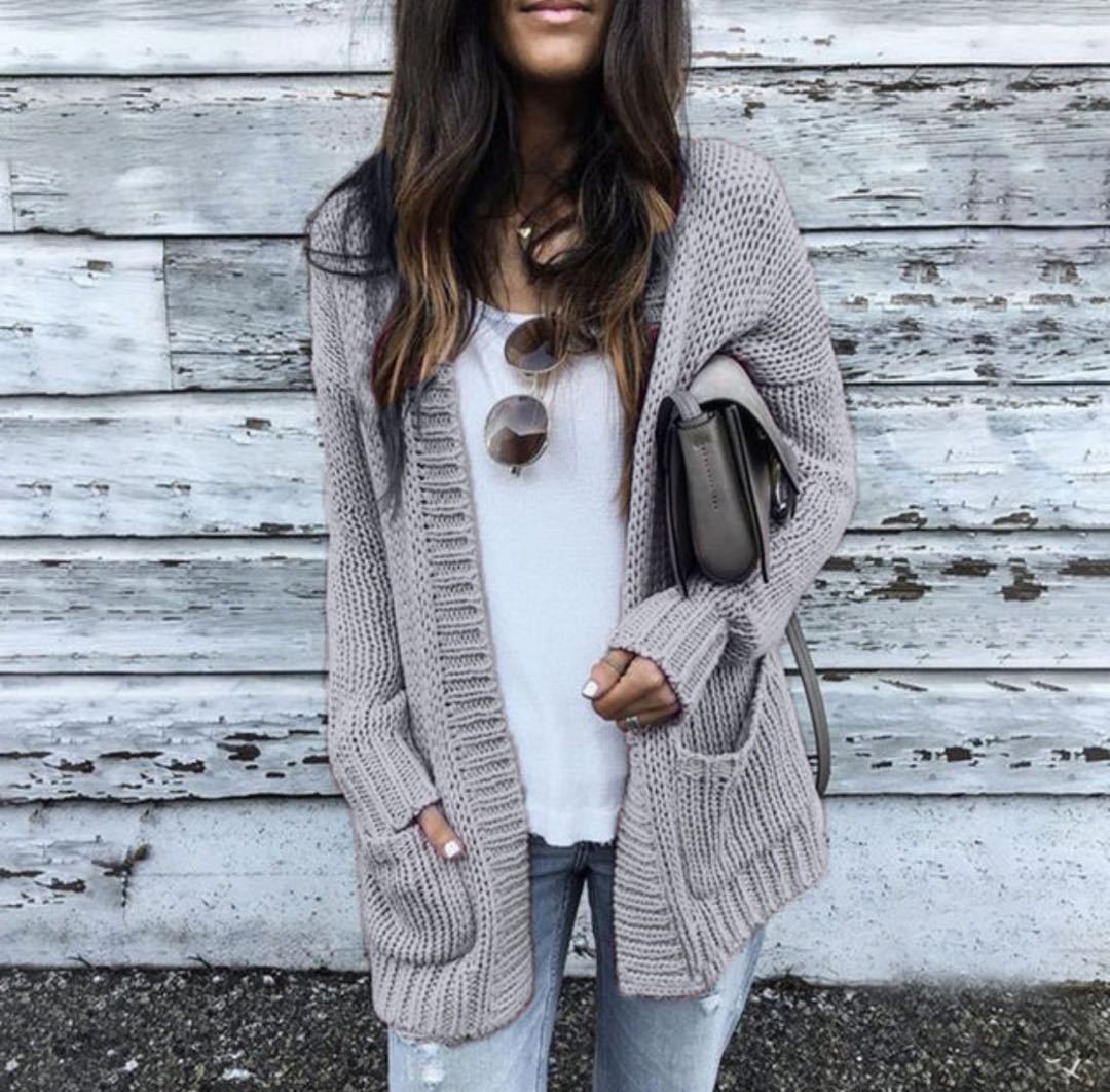 Damen Grobstrick-Cardigan mit tiefen Taschen und stilvollem Schnitt Drune