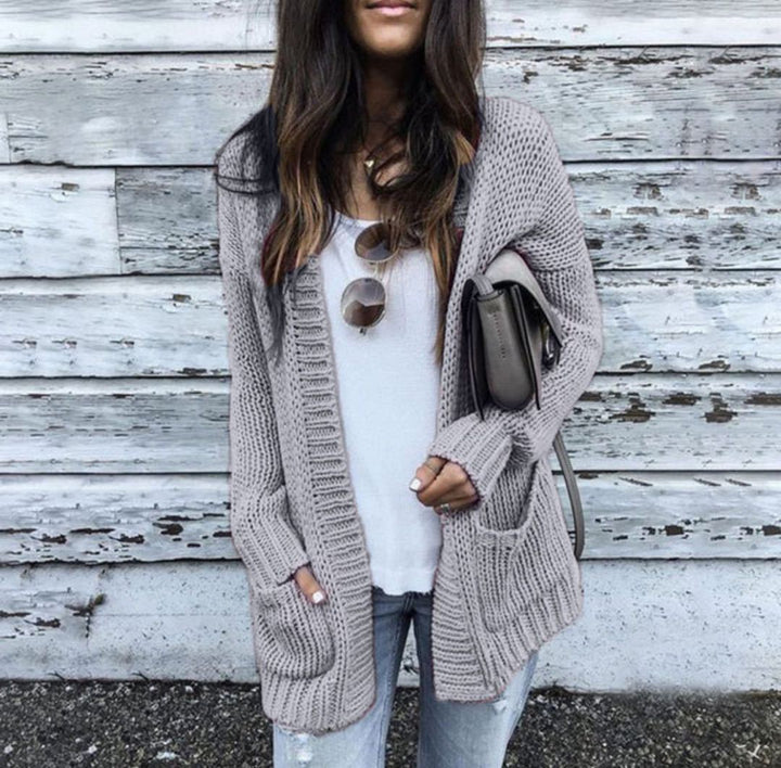 Damen Grobstrick-Cardigan mit tiefen Taschen und stilvollem Schnitt Drune