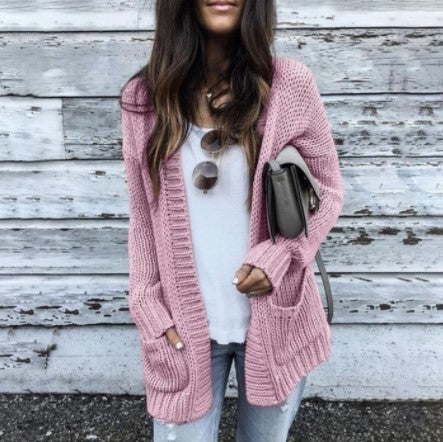 Damen Grobstrick-Cardigan mit tiefen Taschen und stilvollem Schnitt Drune