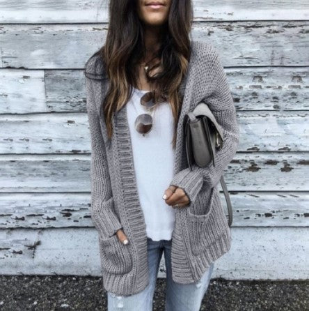 Damen Grobstrick-Cardigan mit tiefen Taschen und stilvollem Schnitt Drune