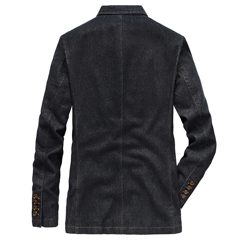 Herren Jeansblazer im smart-casual Stil mit Reverskragen und aufgesetzten Taschen Drune