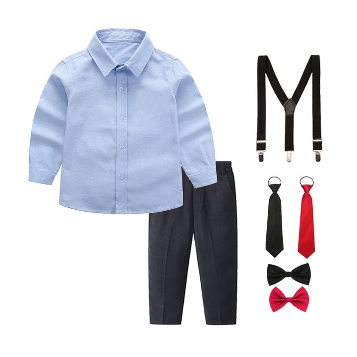 Damen elegantes Outfitset mit Hemd, Hose, Hosenträgern und Krawatte Drune