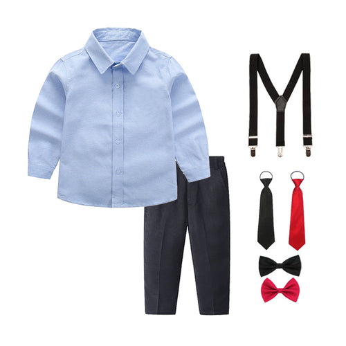 Damen elegantes Outfitset mit Hemd, Hose, Hosenträgern und Krawatte Drune