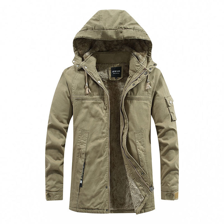Herren Lang geschnittener Feldparka mit weichem Fleece-Innenfutter und Utility-Taschen Drune