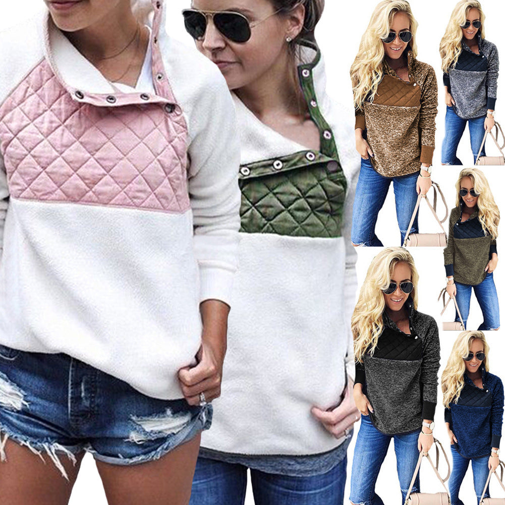 Damen Bequemer Hoodie mit Stehkragen und gepolstertem Oberteil Drune