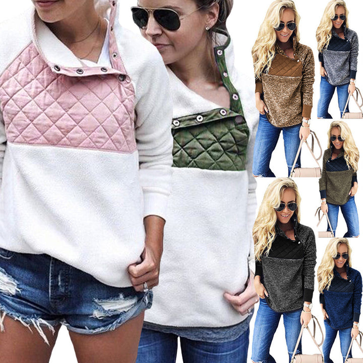 Damen Bequemer Hoodie mit Stehkragen und gepolstertem Oberteil Drune