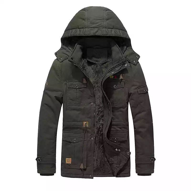 Herren Field-Parka mit Teddyfutter, Kapuze und Mehrzwecktaschen Drune