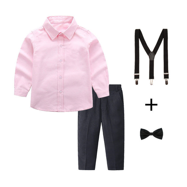 Damen elegantes Outfitset mit Hemd, Hose, Hosenträgern und Krawatte Drune