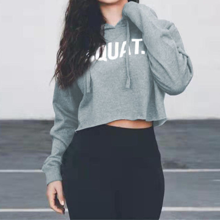 Damen cropped Kapuzenpullover mit inspirierendem Schriftzug Drune