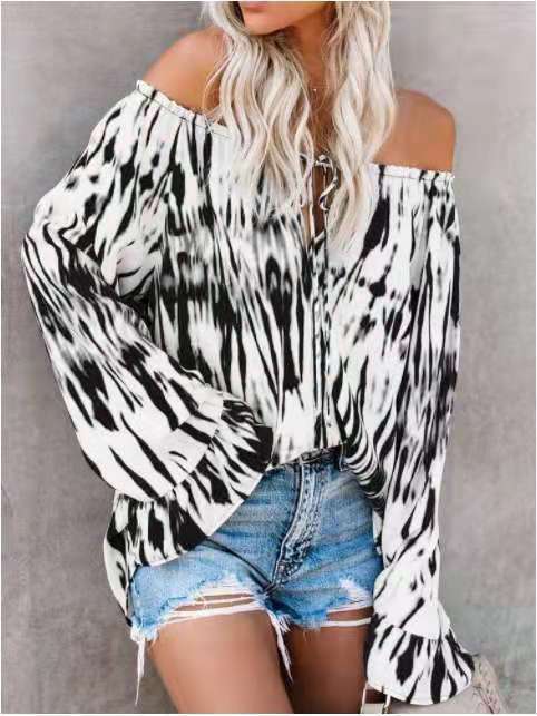 Damen Freizeitbluse mit Off-Shoulder Schnitt und lässigen Rüschendetails Drune