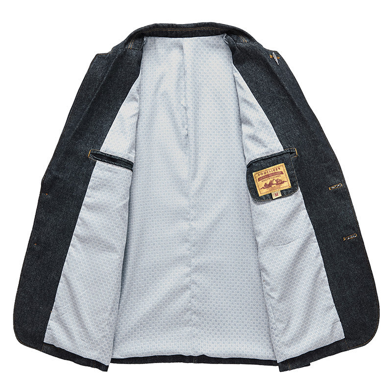 Herren Jeansblazer im smart-casual Stil mit Reverskragen und aufgesetzten Taschen Drune